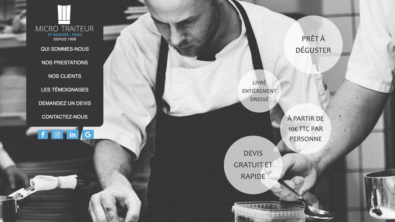 Capture du site de Micro Traiteur