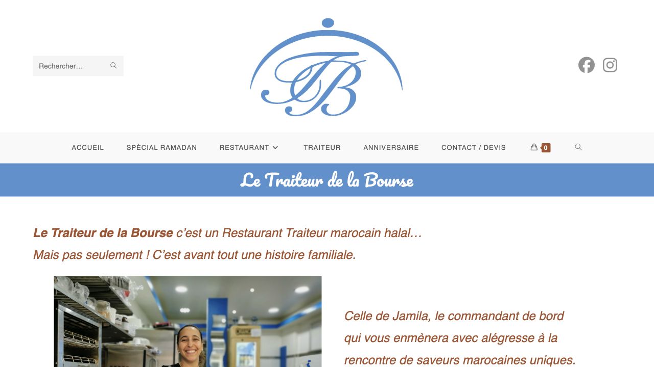 Capture du site de Le Traiteur de la Bourse