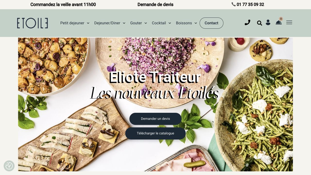 Capture du site de Éliote Traiteur